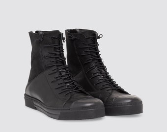 FINAL SALE Leather Lace-Up Boots, Genuine Leather Boots, Sneaker Boots, Leather Shoes, Winter Boots, Helsinki Boots, Marcella - MS1453