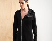 NEW High-Low Side Zip Hoodie Spring Jacket Asymmetric Coat Stylish Black Sweatshirt Designer Jacket Marcellamoda - MC1235