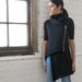 Asymmetric Side-Zip Vest, Black Vest, Sleeveless Sweatshirt, Cotton Vest, Summer Vest, Callia Asymmetric Vest, Marcellamoda - MC1287