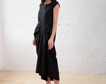 black long cotton dress
