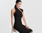 Midi Cocktail Dress Formal Dress Pencil Dress Party Dress Wedding Guest Dress One Shoulder Dress Marcellamoda - MD1011