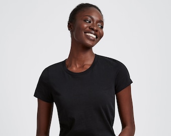 Fitted T-Shirt, Simple Shirt, Short Sleeve Shirt, Black T-Shirt, Women's Shirt, Scoop Neck Tee, The Organic Classic Tee, Marcella - MB1685