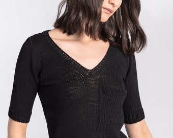 FINAL SALE Knit Top, Women's Knitwear, Short Sleeve Sweater Blouse, Women's Short Sleeve Sweater, Gretta Blouse, Marcella - MB1428