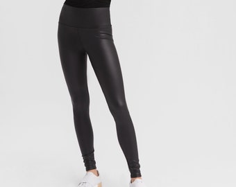 Faux Leather Leggings, Black Leggings, Eco Leather Leggings, High Waisted Leggings, Skinny Pants, Kaya Leggings, Marcella - MP1431