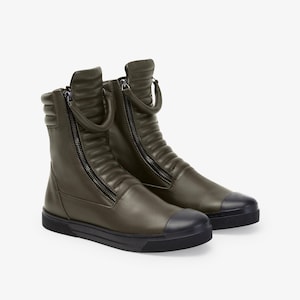 Laarzen met dubbele ritssluiting, Leren laarzen, Leren sneakerlaarzen, Winterlaarzen, Damessneakerlaarzen, Karma Boots, Marcella - MS0984