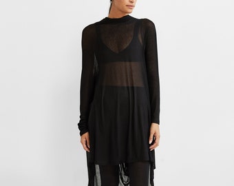 Long Draped Back Tunic, Casual Asymmetric Long Top, High Low Tunic, Short Front Long Back Tunic, Iris Tunic, Marcella - MB0103