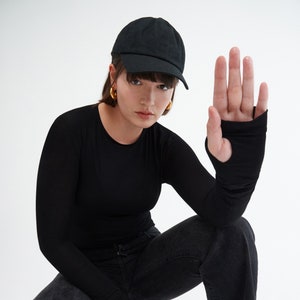 Long Sleeve Black Shirt With Thumb Holes - Etsy