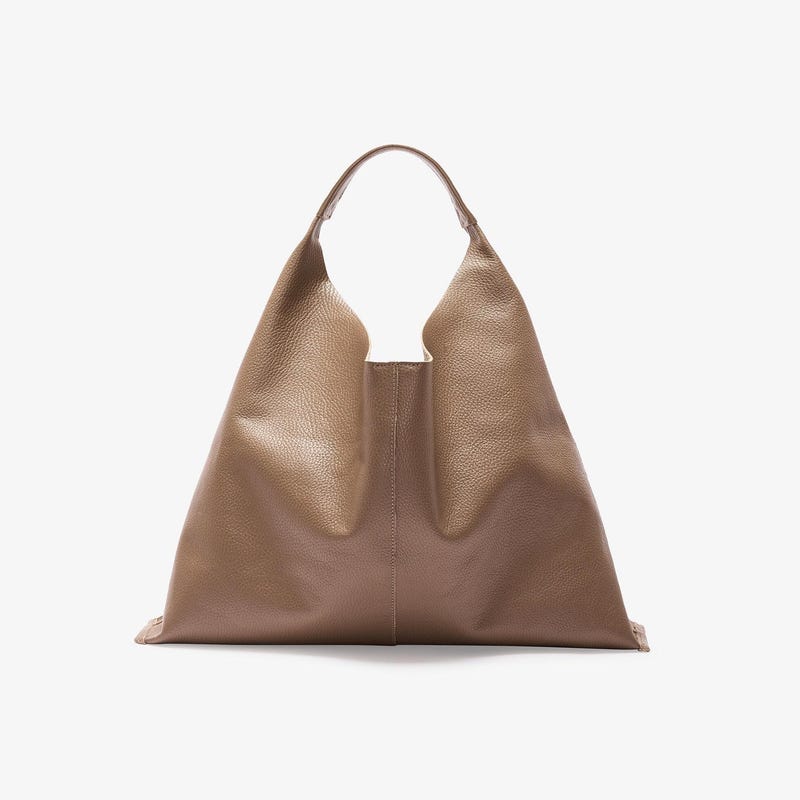 Tangle Knotted Handle Leather Tote Bag - Tan