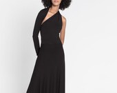 FINAL SALE One Shoulder Maxi Dress, One Sleeve Long Dress, Floor Length Dress, Flowy Cocktail Dress, Caressa Dress, Marcellamoda - MD1348