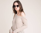 Designer Sweater Summer Sweater Linen Summer Jumper Knit Sweater Asymmetric Sweater Marcellamoda - MB0857