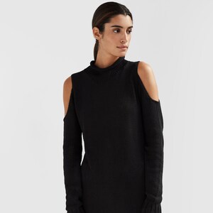 black cold shoulder sweater