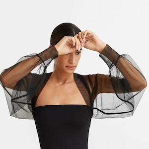 Sheer black jacket shop for evening dress