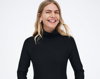 NEW Black Fitted Sweatshirt, Chic Sweatshirt, Sweatshirt with Extra Long Sleeves, Turtleneck Sweatshirt, Soren Sweatshirt, Marcella - MB2217