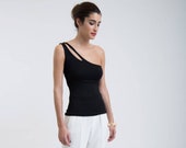 One Shoulder Top, Unique Blouse, Asymmetric Blouse, Cold Shoulders Top, Designer Top, Party Tank Top, Marcellamoda - MB0060