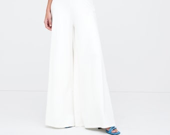 NEW Off White Extra Wide-Leg Pants, Relaxed Fit Trousers, Loose Pants, Elegant Pants, Bell Bottom Pants, Georgia Pant, Marcella - MP1303