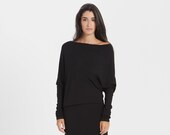 NEW Dolman Sleeve Midi Dress, Off Shoulder Dress, Asymmetric Dress, Cold Shoulder Dress, Casual Dress, Malinda Dress, Marcellamoda - MD0023