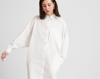 Button Up Dress, Shirt Dress, Cotton Dress, Oversized Dress Shirt, Minimalist Casual Dress, Raphaela Shirtdress, Marcella- MD2001