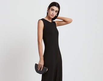 Crew Neck Jumpsuit, Sleeveless Dressy Jumpsuit, Cocktail Pantsuit, Formal Jumpsuit, Wide Leg Jumpsuit, Whitney Jumpsuit, Marcella - MP1671