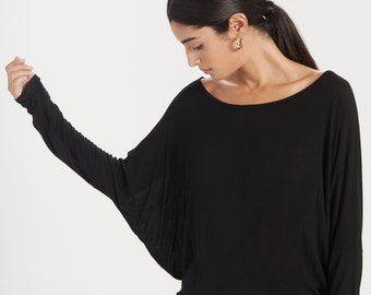 Dolman Sleeve Top, Batwing Sleeve Blouse, Long Sleeve Top, Off The Shoulder Loose Tunic, Katie Tunic, Marcella - MB0288