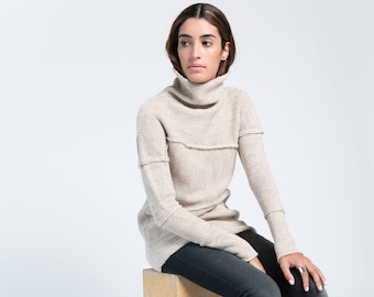 Womens Turtleneck, Knit Long Sleeve Sweater, High Neck Top, Handmade, Handmade Sweater, Emily Sweater, Marcella -MB0790
