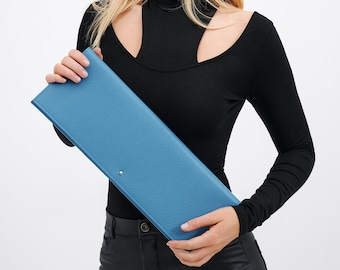 Extra-Long Cocktail Clutch, Blue Leather Clutch, Evening Clutch Bag, Envelope Clutch, Slim Bag, Belle Leather Clutch, Marcella - MA1089