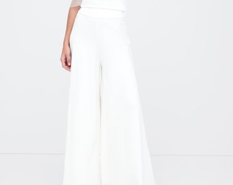 NEW Off White Extra Wide-Leg Pants, Relaxed Fit Trousers, Loose Pants, Elegant Pants, Bell Bottom Pants, Georgia Pant, Marcella - MP1303