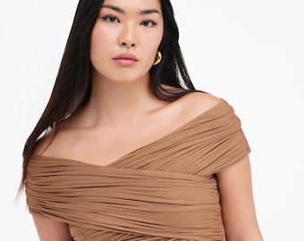 NEW Chestnut Versatile Top, Double-Layered Sheer Blouse, Sheer Top, Infinity Top, Sleeveless Blouse, Alyssa Infinity Top, Marcella - MB2289