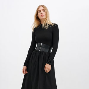 Black Mockneck Dress, Long Sleeve Dress, Maxi Dress with Sleeves, Dress with Full Skirt, Casual Dress, Fillmore Dress, Marcella - MD2094