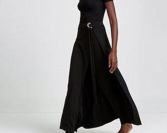 Skirted Leggings, Unique Trousers, Belted Leggings, Maxi Skirt, Elegant Pants, Skirt With Pants, Waverly Pant, Marcella - MP1645