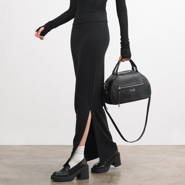 Fitted Black Skirt, Black Maxi Skirt, Long Pencil Skirt, Stretchy Fitted Skirt, High Waisted Skirt, Eldridge Skirt, Marcella - MP2130
