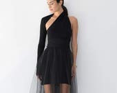 Evening Gown Prom Dress Black Dress Party Dress Formal One Shoulder Dress Tulle Dress Marcellamoda - MD0860