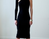 Black Dress One Shoulder Dress LBD Little Black Dress Pencil Dress Prom Dress Party Dress Marcellamoda - MD0003