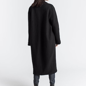 Long Black Wool Coat, Elegant Wool Jacket, Collared Coat, Warm Winter Coat, Long Black Coat, Elizabeth Wool Coat, Marcella MC1397 image 2