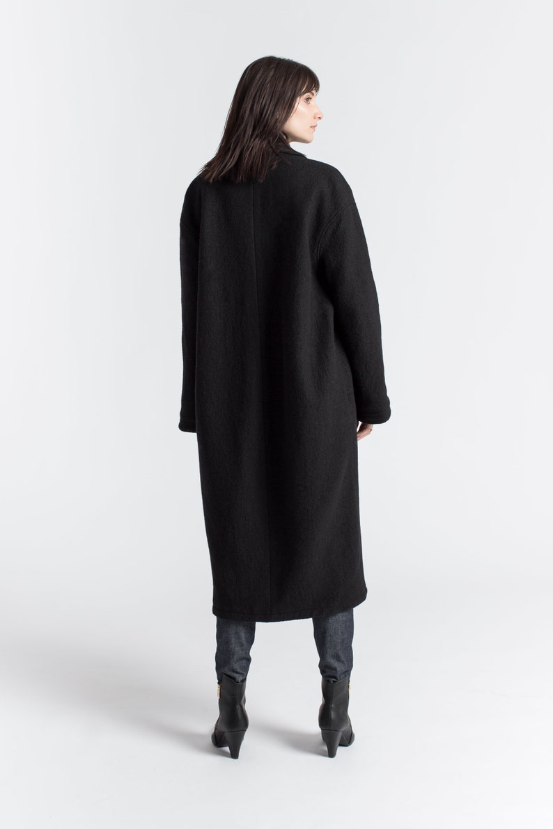 Long Black Wool Coat, Elegant Wool Jacket, Collared Coat, Warm Winter Coat, Long Black Coat, Elizabeth Wool Coat, Marcella MC1397 image 2