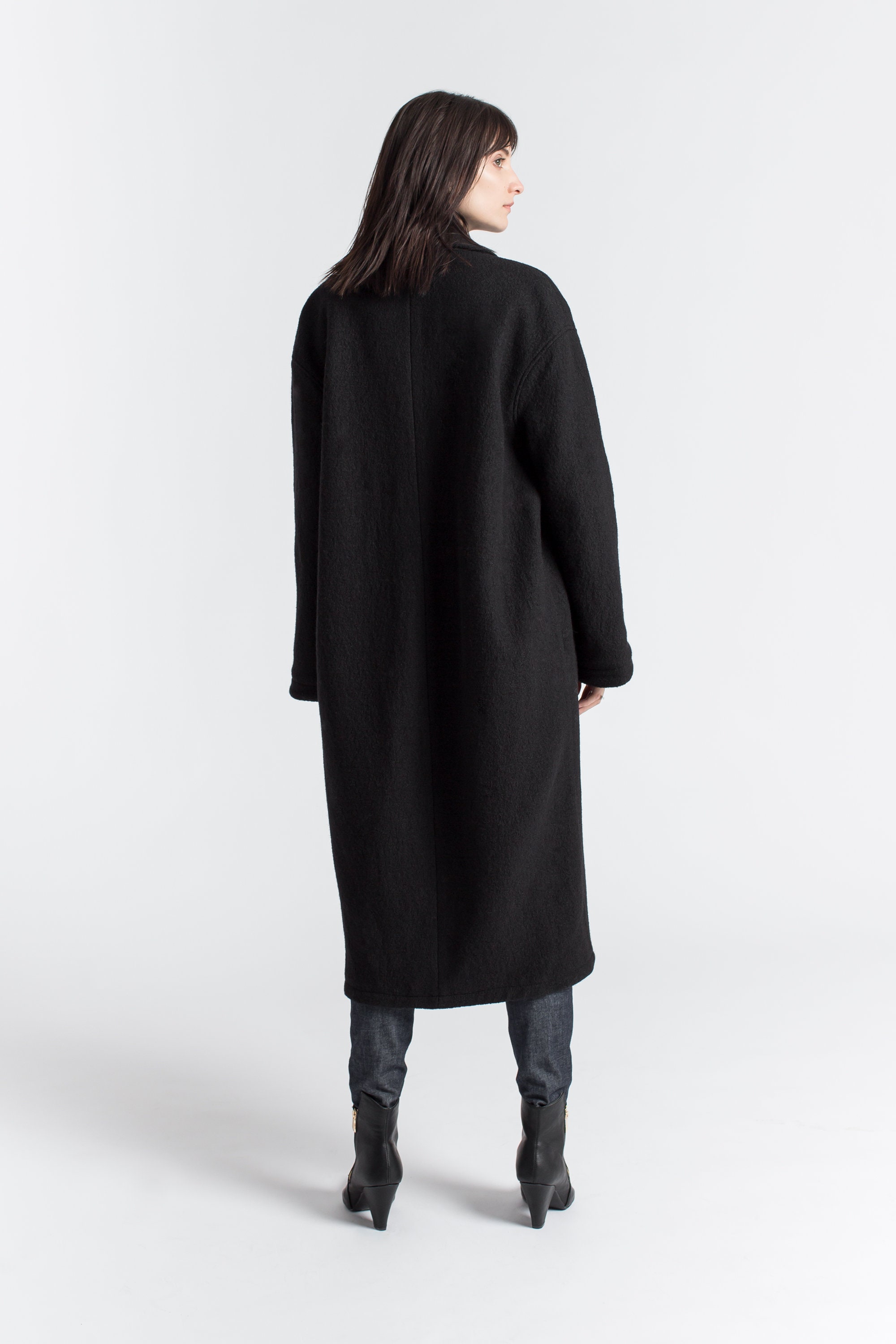 Long Black Wool Coat, Elegant Wool Jacket, Collared Coat, Warm Winter Coat,  Long Black Coat, Elizabeth Wool Coat, Marcella MC1397 -  Canada
