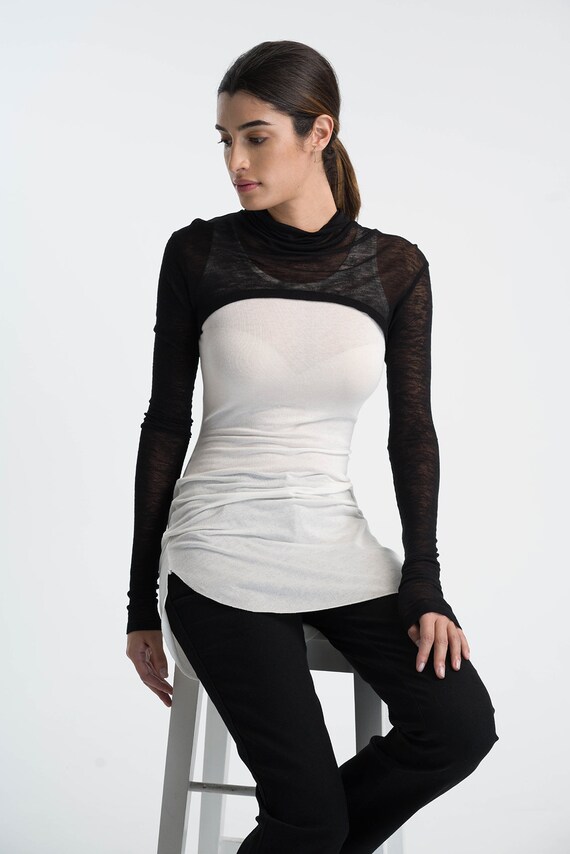black shrug top