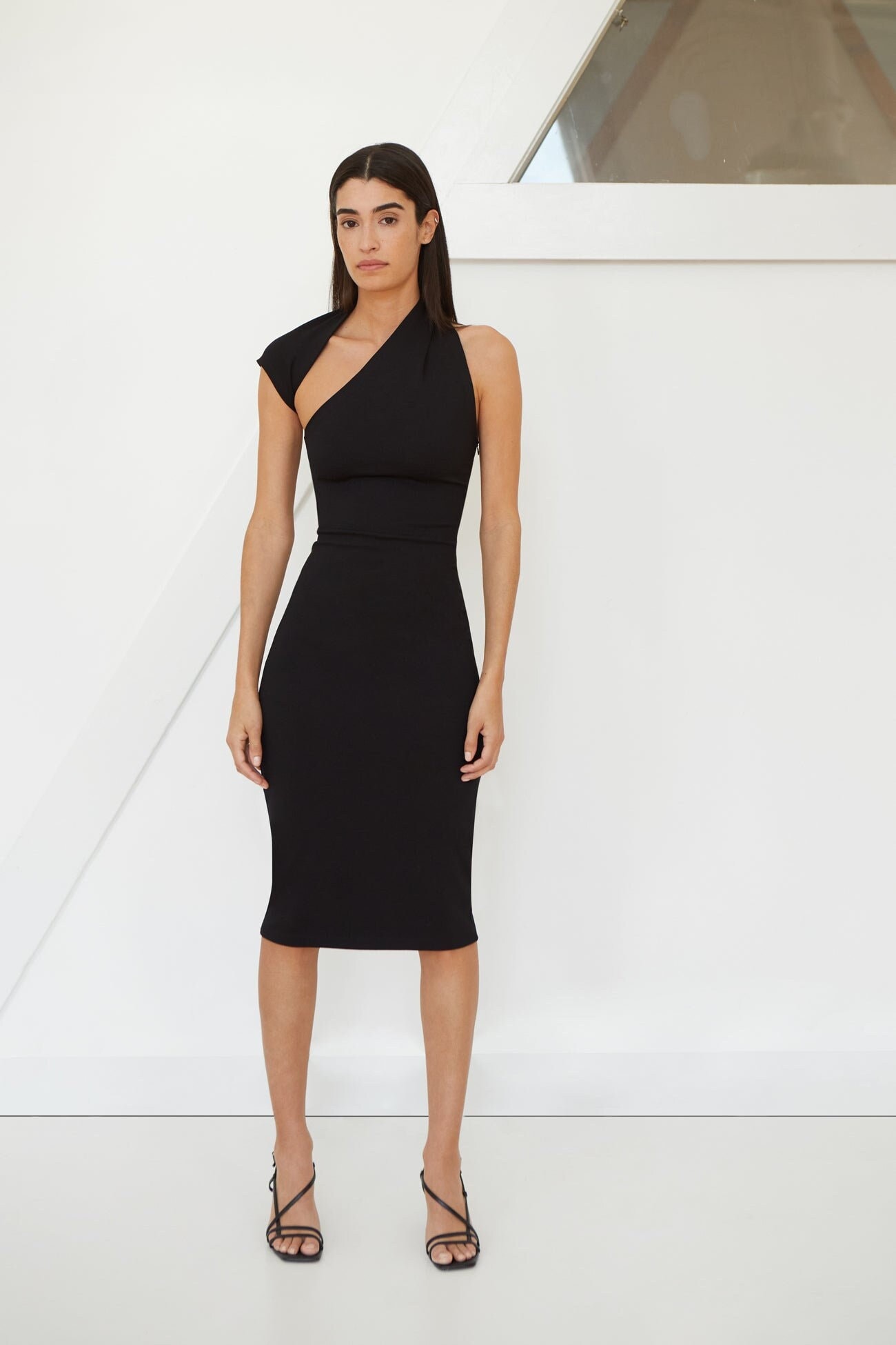 Women's Pleather Bodycon Ultra-Mini Dress - Scooped Neckline / Black