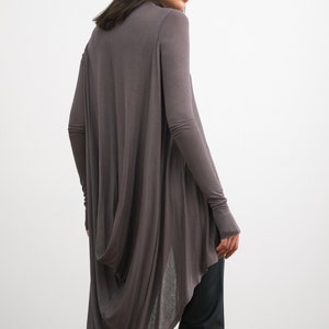 Sheer Black Asymmetric Tunic, Long Sleeve Tunic Top, Black Turtleneck Tunic, Draped High Low Tunic, Marlowe Tunic, Marcella MB2086 image 5