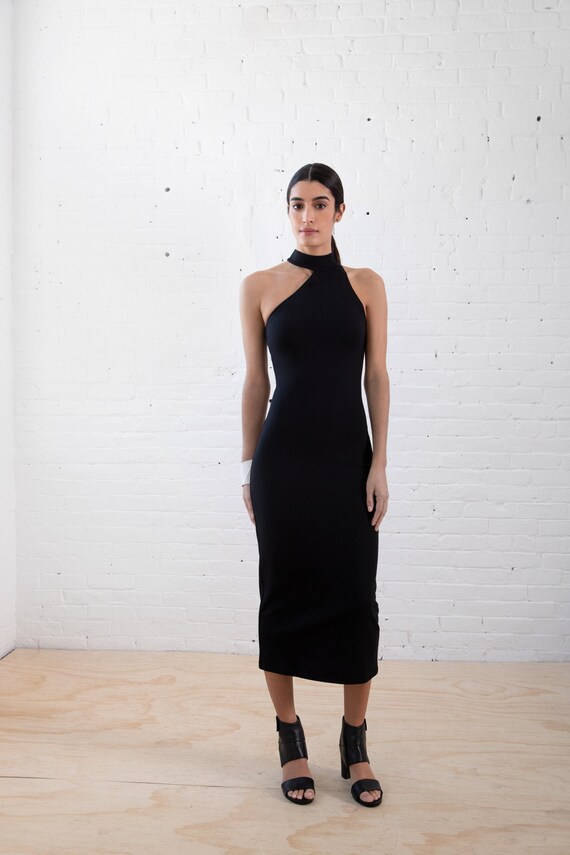 Cocktail Dress Marcellamoda Midi Length Dress MD0003 Unique Party Dress Mila Dress One Shoulder Dress Party Dress