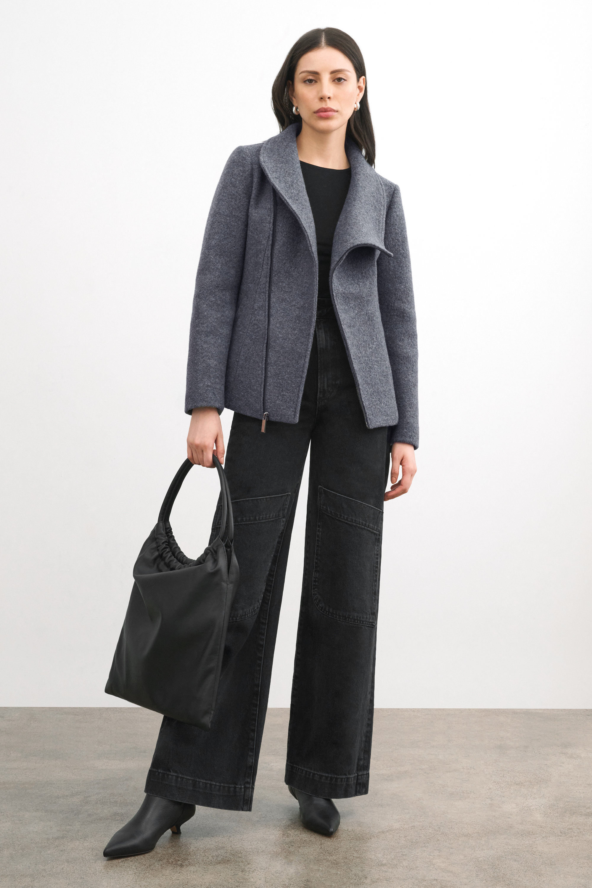 Grey Wool Jacket, Wool Coat, High Collar Jacket, Winter Coat Grey Wool Jacket, Wool Coat, High Collar Jacket, Winter Coat