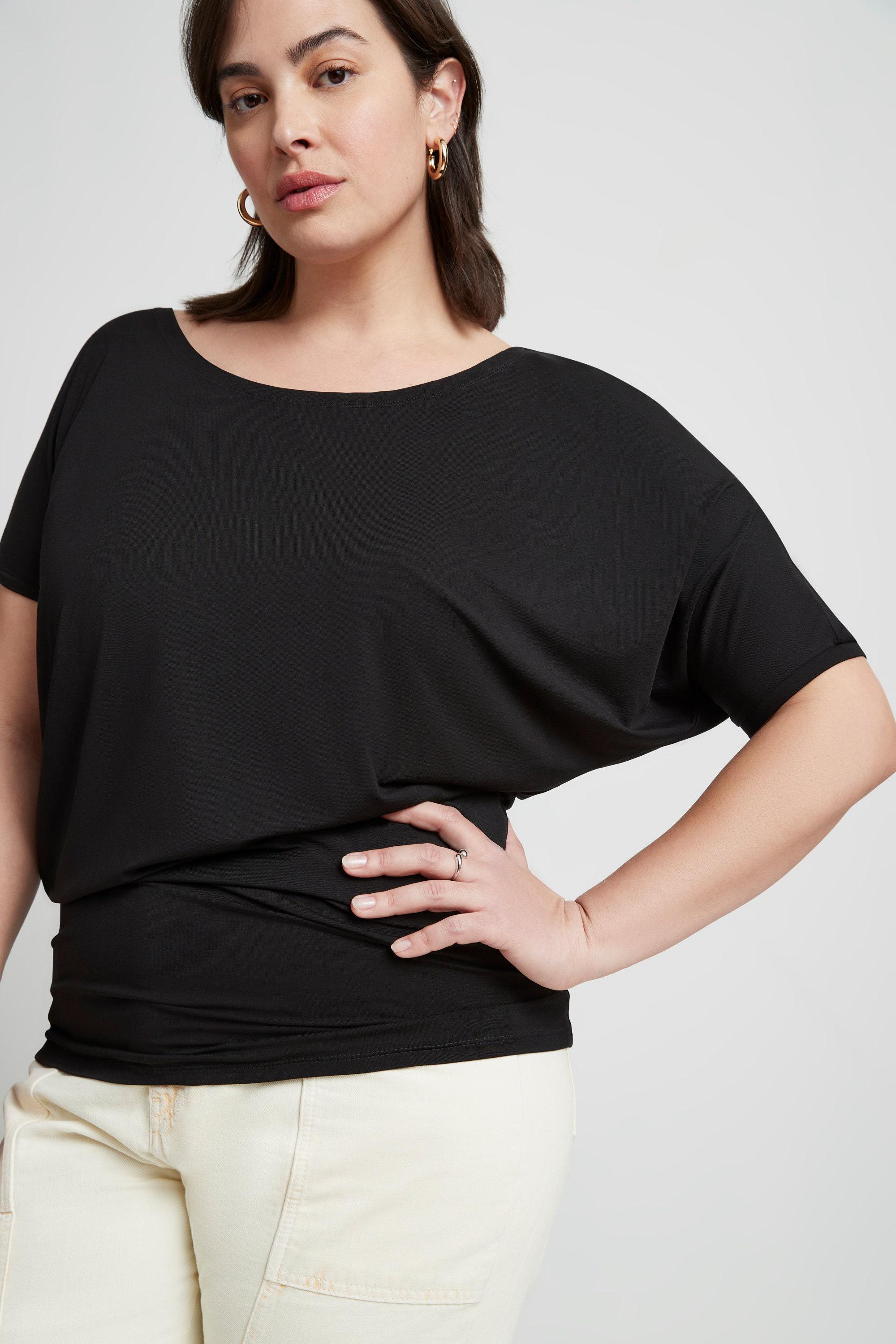 Asymmetric Batwing Shirt, off Shoulder Top, Scoop Neck