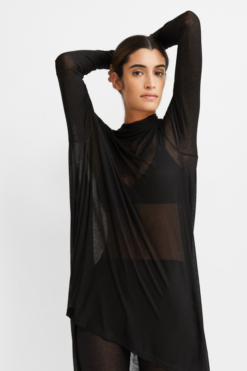 Long Draped Back Tunic, Casual Asymmetric Long Top, High Low Tunic, Short Front Long Back Tunic, Iris Tunic, Marcella MB0103 image 4