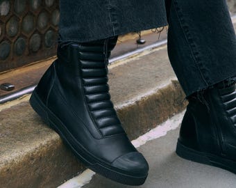herlipto Noir Ribbon Ankle Boots