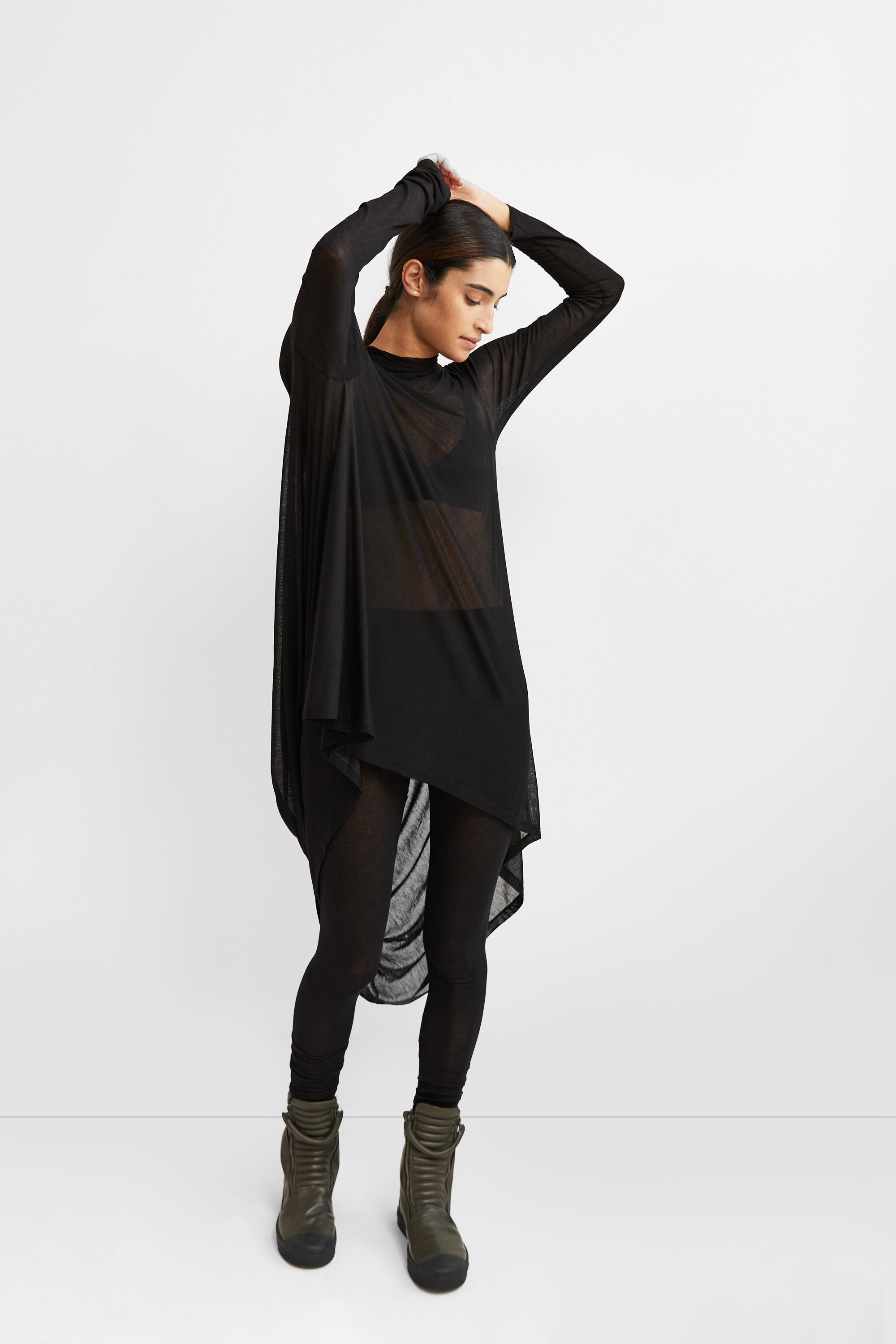 Long Draped Back Tunic Casual Asymmetric Long Top High Low - Etsy