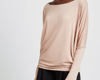 Dolman Sleeve Top, Batwing Sleeve Blouse, Long Sleeve Top, Off The Shoulder  Top, Loose Tunic, Katie Tunic, Marcella - MB0288