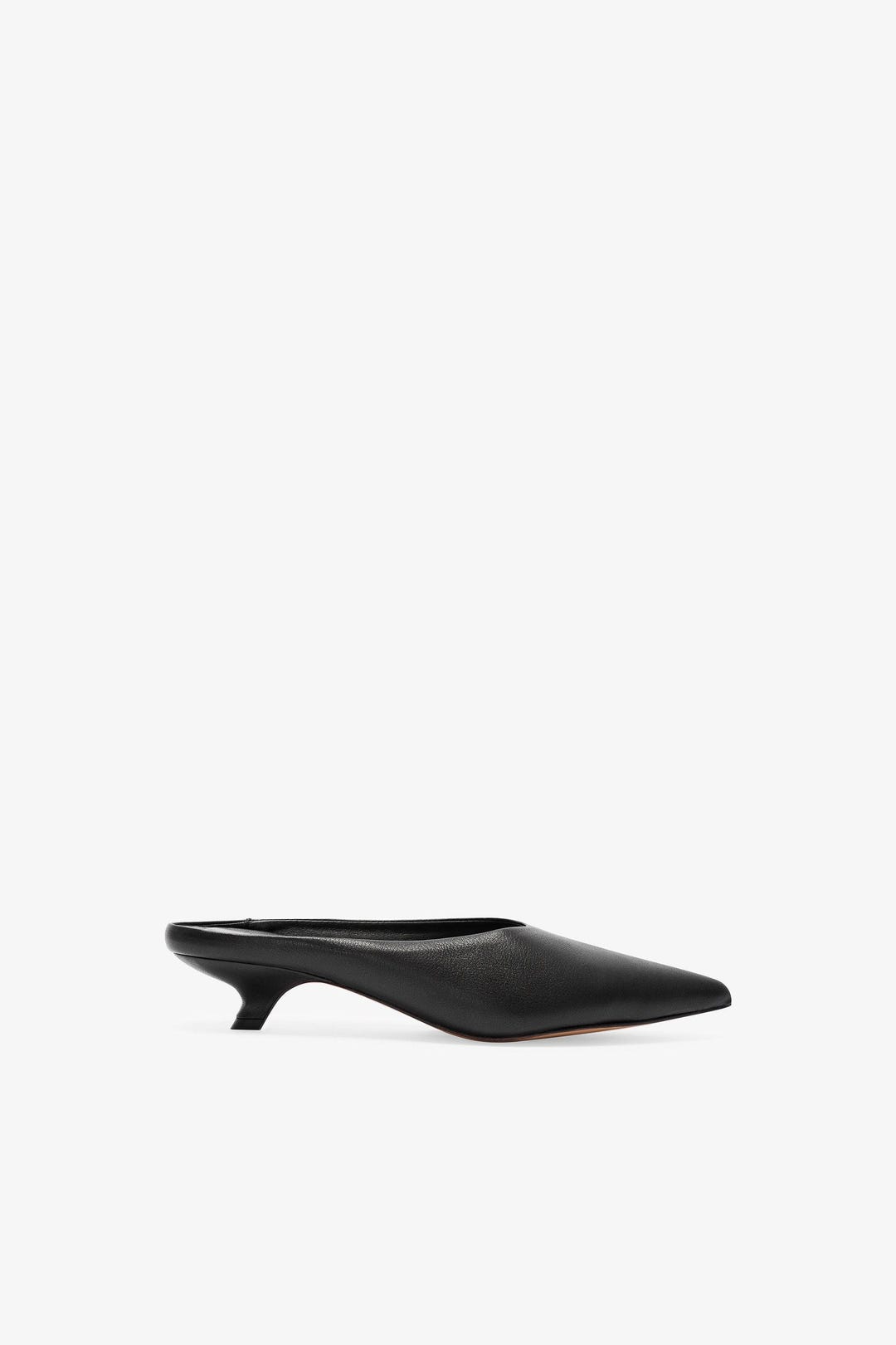 Black Leather Mules, Kitten Heel Mules, Closed Toe Pumps