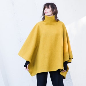 FINAL SALE One Size Yellow Wool Cape Coat, Women's Cloak, Winter Cape Coat, Mustard Women's Poncho Cape, Avery Wool Cape, Marcella - MC0948