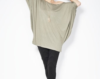 Oversized Tunic / Casual Blouse / Top Tunic / Off Shoulder Top / Asymmetric Tunic / Fashion Shirt / Marcellamoda - MB0007
