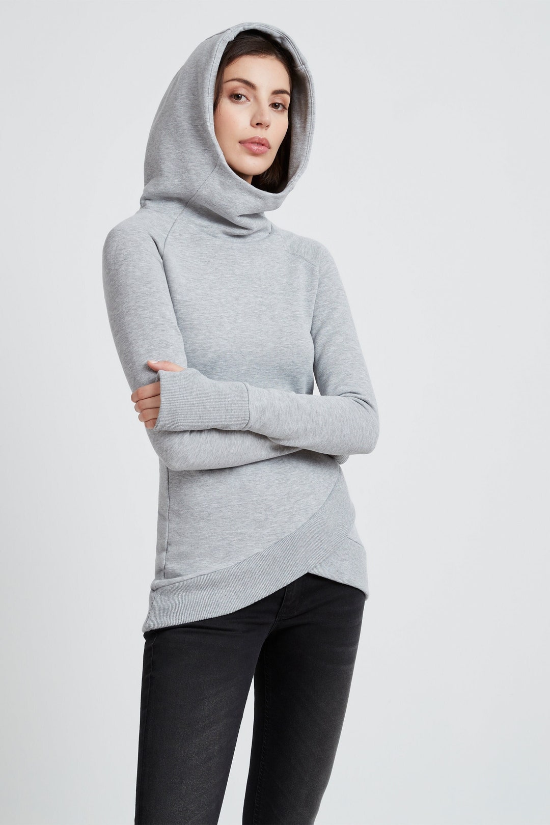 Fitted Hoodie Sweatshirt With Extra Long Sleeves Sweatshirt - Etsy