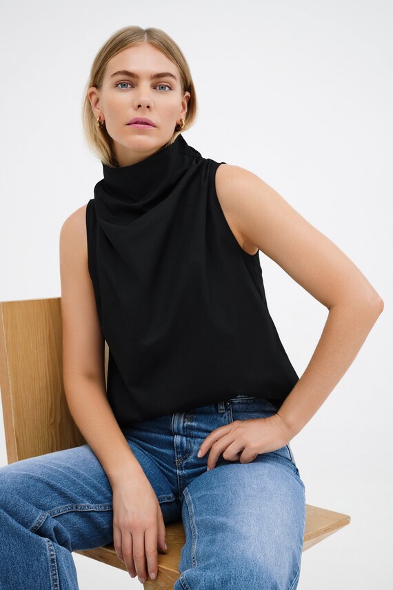 High neck blouse sleeveless new arrivals